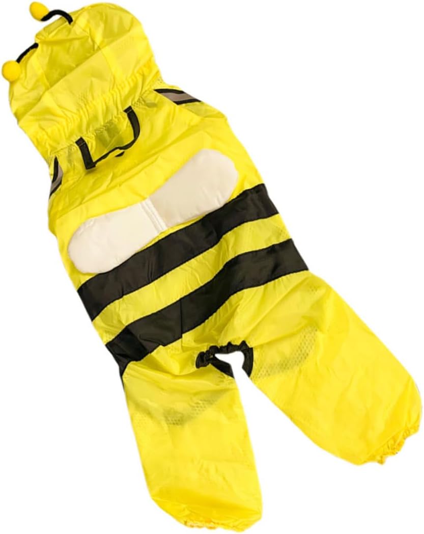 HEMOTON Puppy Shaped Raincoat Waterproof Dog Rain Slicker Hooded Water Resistant Poncho for Small to Medium Dogs Outdoor Use