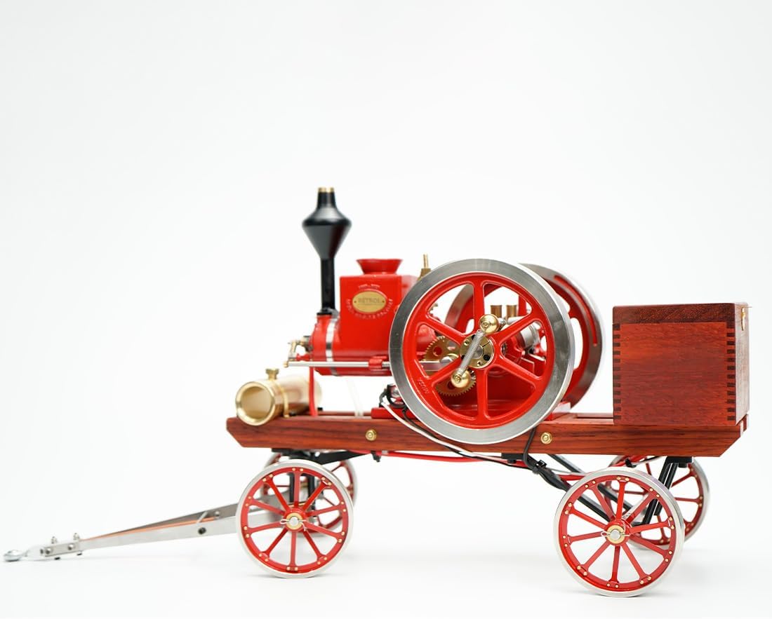 Retrol Engine HM-01 Engine Model Kit, Hit and Miss Engine Kit with High-Low Speed Gear Lever/Flatbed Transport Cart/Accessory Triad/CDI Igniter/Spark Plug, Gift -Assembled