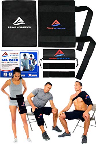 Large Reusable Gel Ice Pack for Injuries with Wrap - Hot & Cold Therapy - Back Knee Shoulder Hip Replacement Surgery - Faster Recovery Pain Relief for Arthritis Swelling Aches & Sprains 11.5x15.5Black