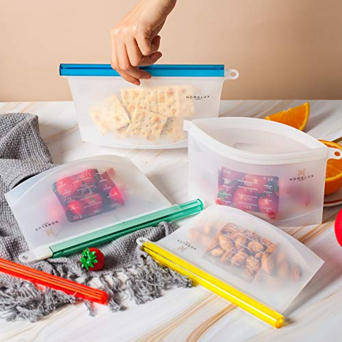 Homelux Theory Reusable Silicone Food Storage Bags Silicone Bags Reusable Bags Silicone Silicone Storage Bags Silicone Food Bags Reusable Silicone Food Bag (4 Small) - Thumbnail 7