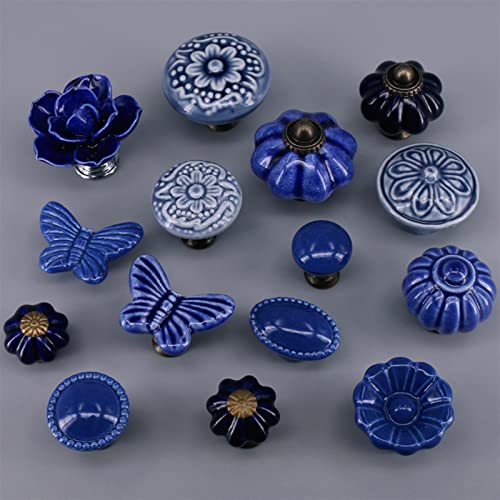 Boutons de commode en céramique poignée de tiroir placard et meuble bleu - 6