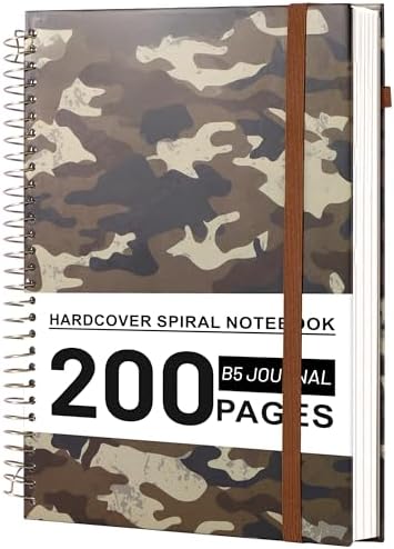 Yoment Hardcover Notebook 7 x 10 B5 Spiral Bound Journal College Ruled, 200 Pages, Notebooks for Work School, Journals for Men Women Kids, Brown Camouflage