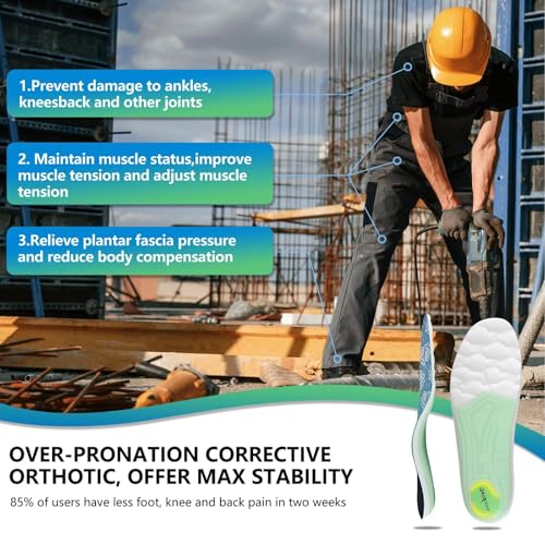 Plantar Fasciitis Arch Support Insoles for Men Women,Flat Feet Insoles,Supercritical Foam Orthotic Shoe Inserts with Sweat-Wicking Fabric,Shock Absorption Athletic Inserts,Standing All Day-XL