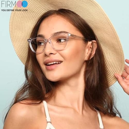 Image of Firmoo Blue Light Blocking Glasses for Computer Reading Womens Cat Eye Acetate Frame Spring Hinge 0.0x Clear