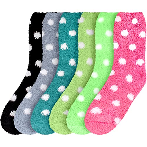 Image of BambooMN Colorful Fuzzy Socks - Assorted Super Soft Warm Microfiber Comfy Home Socks - Value Pack
