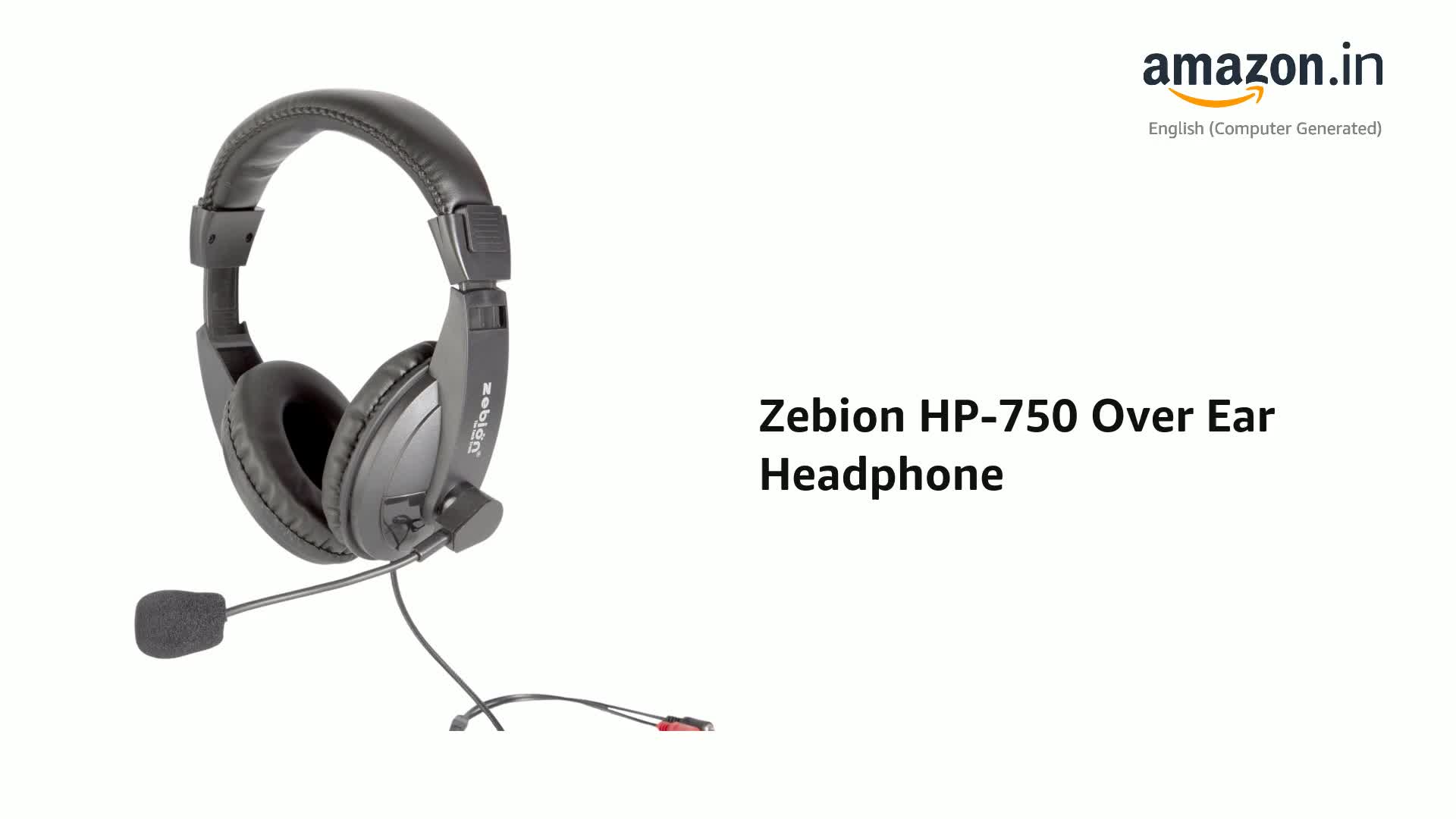 Zebion HP-750 Over Ear Headphone with Rotatable Boom MIC, 2-Jack