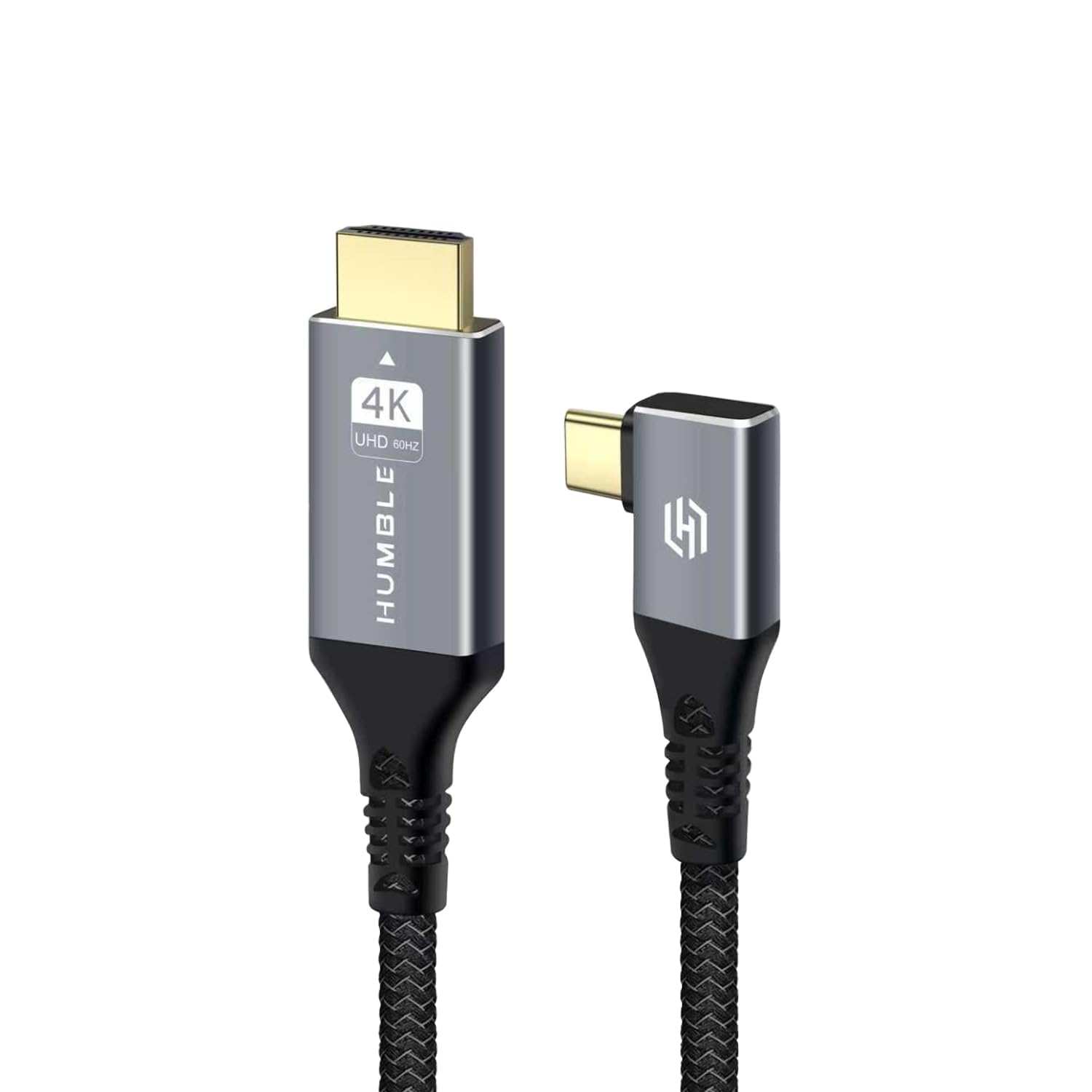 HUMBLE SidePort Type C to HDMI Cable- 4K@60Hz Ultra HD, 2 Mtr Length, 18Gbps Speed, Durable Nylon Braided, Premium Connectors, Widely Compatible with TV, Laptop, Projector, MacBook, TypeC Smart Phones