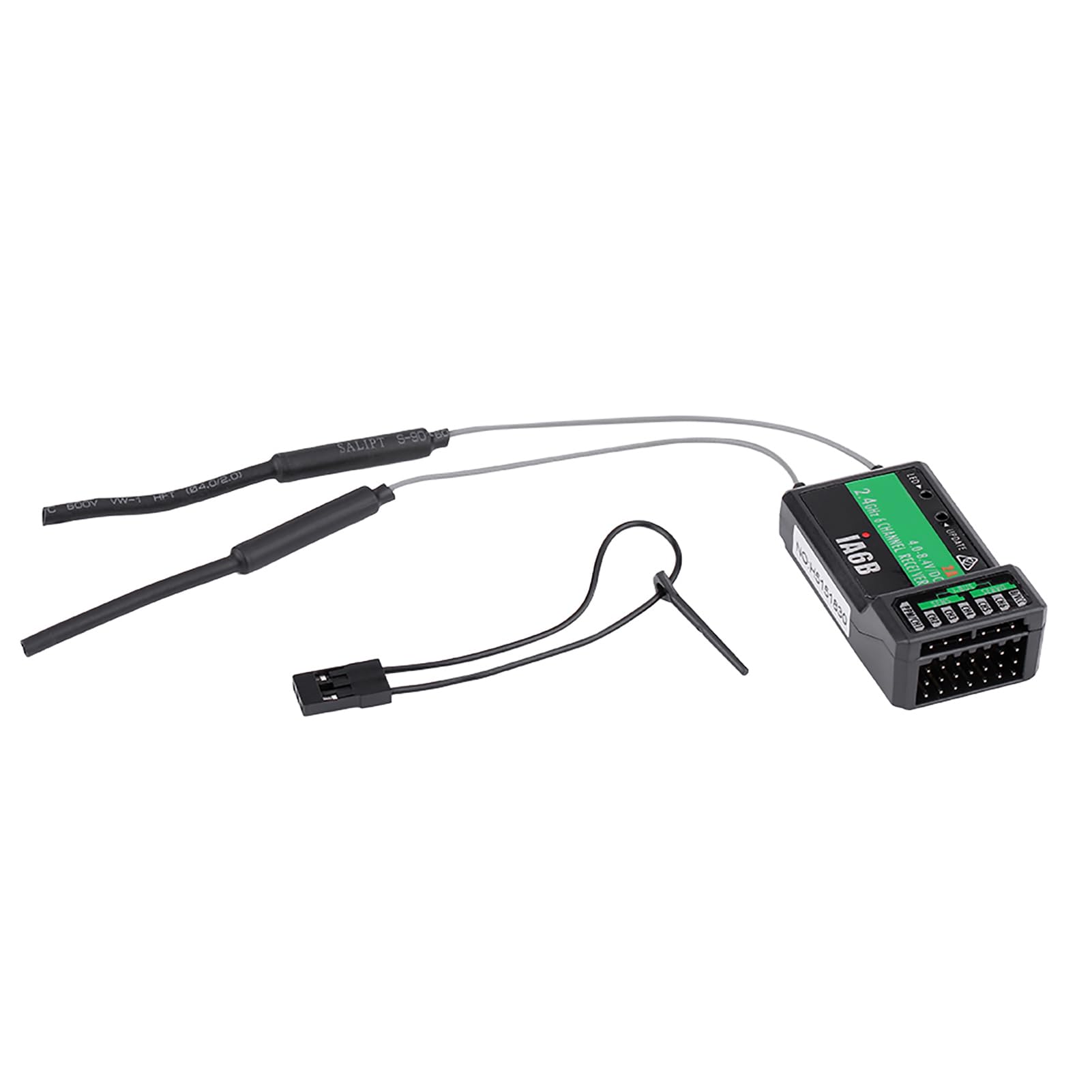 Generic FS-IA6B 2,4G 6CH RC-Empfänger für FS-I6X -I6S I8-Sender, Geeignet für Flugzeug-Segelflugzeug-Hubschrauber, Doppelantennen, Echtzeit-Stromstatusanzeige für RC-Enthusiasten