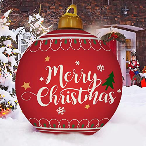 JIAJO 24 Inch Light Up Inflatable Christmas Ball 2022 Upgraded PVC