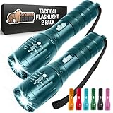 GORILLA GRIP Powerful LED Tactical Flashlight, 750 FT High Lumens 5 Adjustable Modes, Water Resistant, Ultra Bright Zoom Flashlights, Small Mini...