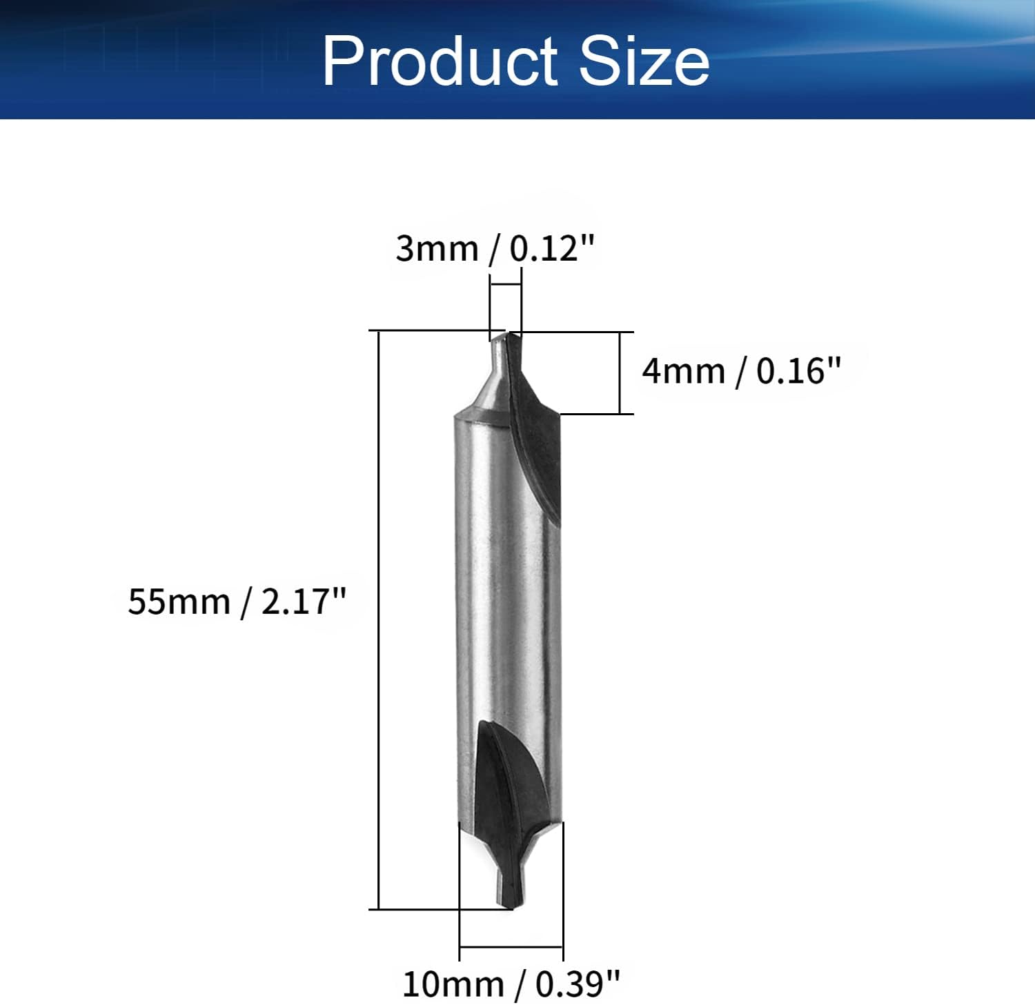 Auniwaig 5pcs 3mm x10mm Center Drill Bits Combined Drill Countersink Lathe Mill Tool Set HSS-6542 60 Degree Combined Drills Plain Type B with Protective Cone