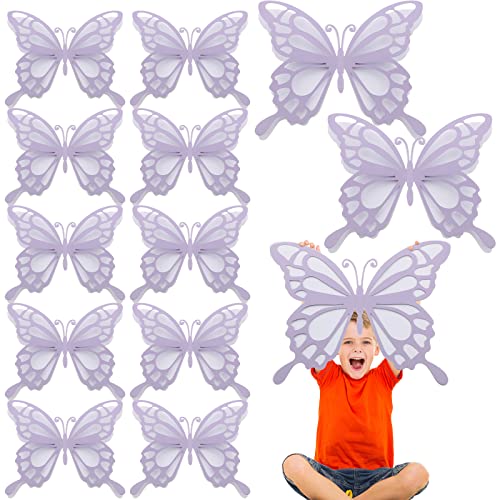 Geyee 12 Pcs 3D Large Butterfly Decorations, 12/10 Inch, White and Purple by Geyee - Used condition - US$8.57