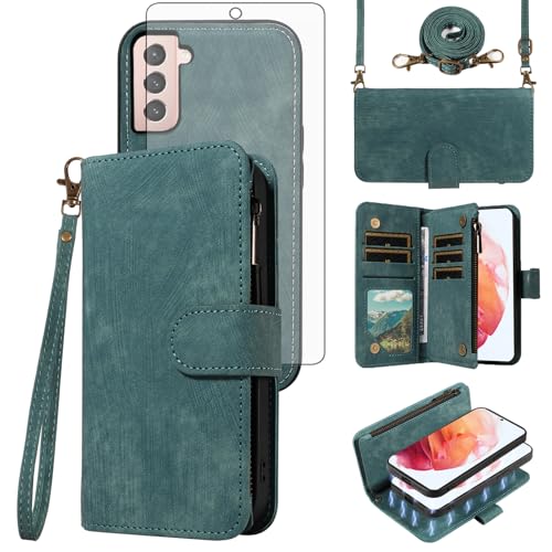 Coque Samsung S21 5G zippée anti-perte avec protection écran verre