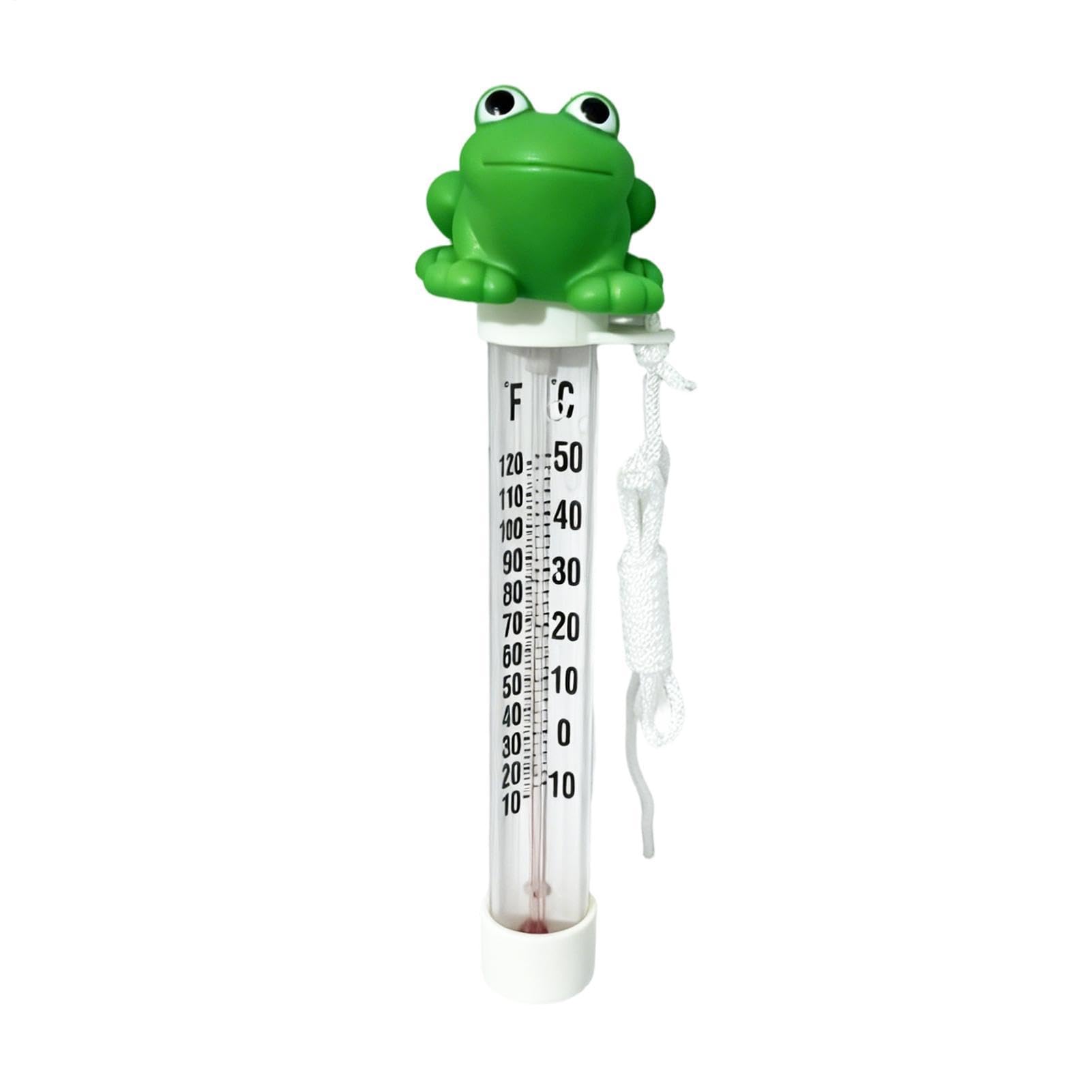 Pool Thermometer, Floating Pool Thermometer Frog, Large Display Water Temperature Gauge With String, Shatter Resistant ABS, For Adult Kids Spa Hot Tub Bathtub Aquarium Pond Outdoor Fishing