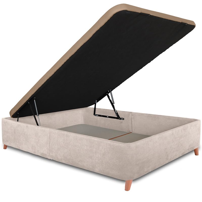 Ventadecolchones - Canapé Abatible Serena con Patas | Tapizado en Tela Antimanchas Crudo con Tapa en Tejido 3D Transpirable | 120 x 190 cm