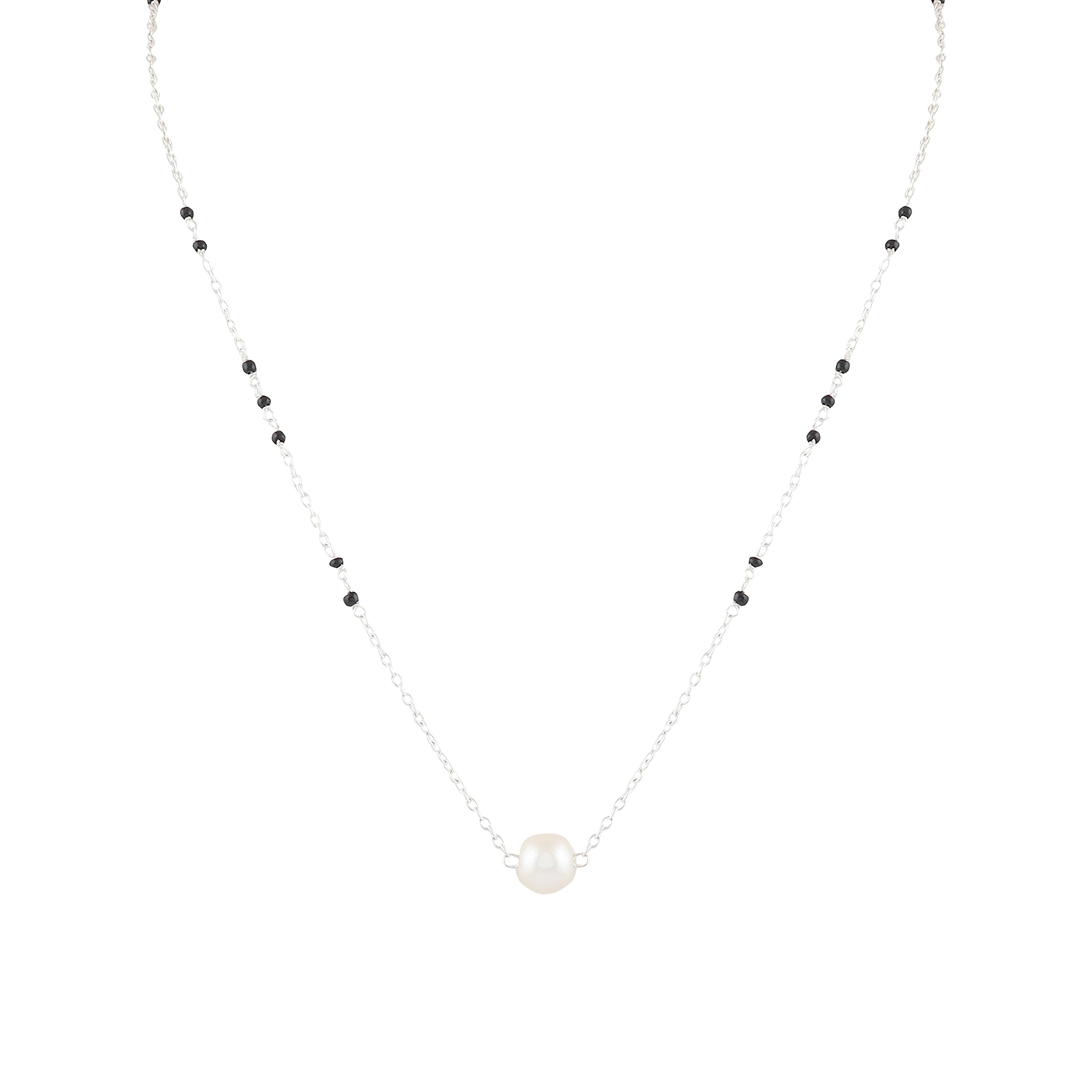 abhooshan 925 Sterling Silver Trendy Designer Pearl Black Beads Mangalsutra Necklace for Women Stylish New | Ideal Gift to Wife on Birthday & Anniversary | With Certificate of Authenticity (B0C8ZBPNRP) Amazon Price History, Amazon Price Tracker