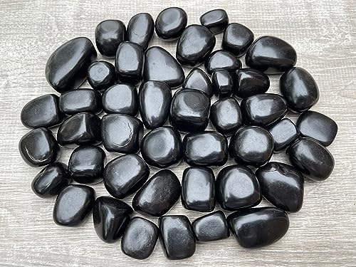 Image of GAF TREASURES 1 /2 LB Jet Tumbled Stones, Polished Jet Gemstone, Jet Healing Crystals (Jet)