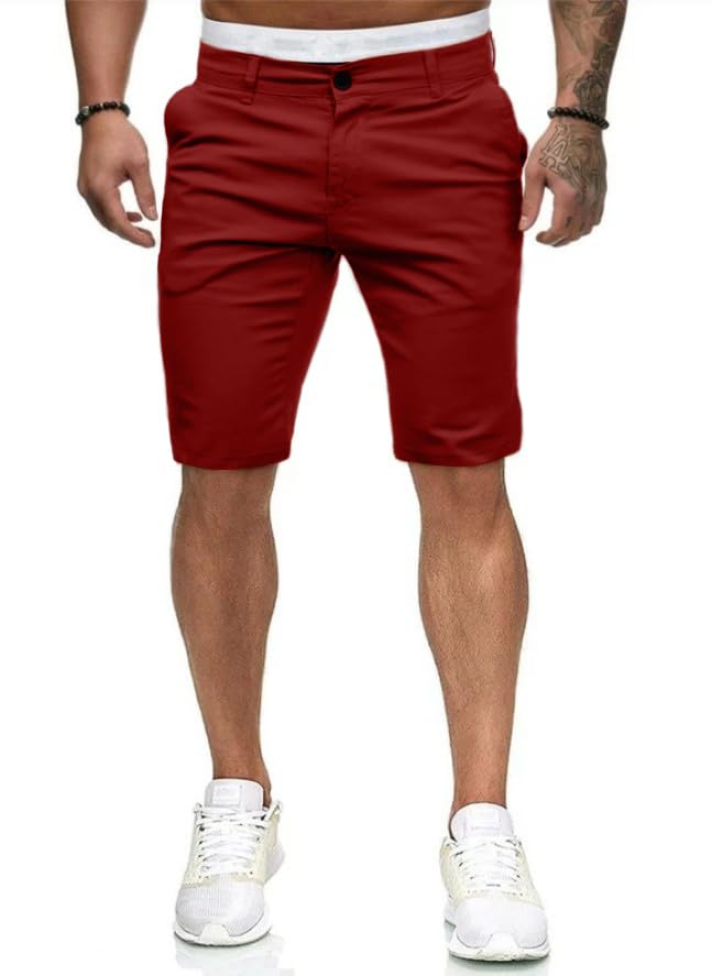Image of HUNGSON Mens Slim Fit Shorts Stretch Chino Short Pants