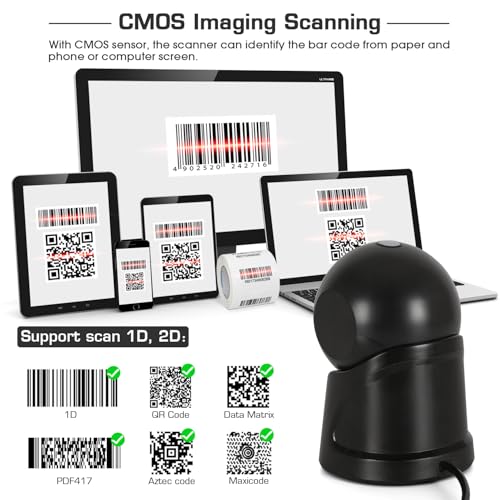 Scanner de codes-barres automatique de bureau filaire USB 1D 2D