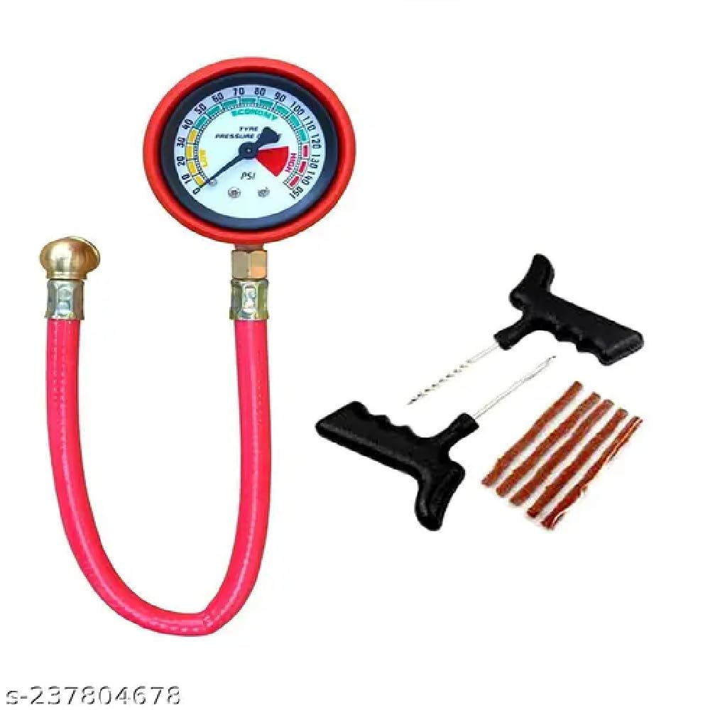 Analog Tire Pressure Gauge Max Tire Pressure Gauge with Tyre Puncture Kit (200 PSI)-image-31
