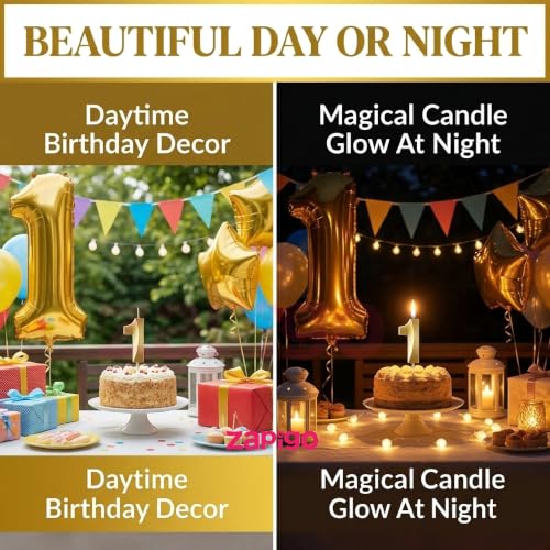 Image of Balloonistics Gold 40-Inch Foil Number 5 Balloon with Matching Number Candle - Combo Set for 5th Birthday, Anniversary, Party Decoration, Photo Booth Backdrop