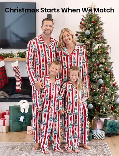 PATPAT Family Christmas Pajamas Matching Sets, Button-Down Pjs Includes Buffalo Plaid Socks Cozy Pajamas for Family2