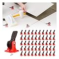 Tile Leveling System Pro Tools Kit Tile Spacers 50Pcs / 100Pcs Reusable Floor Leveling Compounds Adjustable Fits 8-12mm Tiles + Replaceable Spare Steel T-Pin Tile Leveler (red-50Pcs)