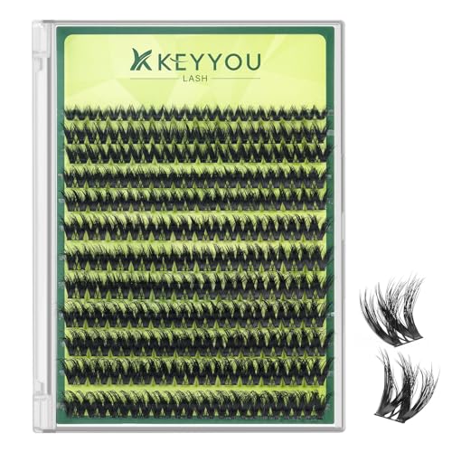 KEYYOU Lash Clusters 3D Effect Eyelash Clusters 144pcs D Curl Wispy Lashes Cluster 8-18MIX Natural Soft DIY Lash Extension at Home(PuffSilk V3D01)