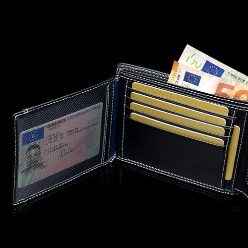 SERASAR |Men's Leather Wallet [Space] with RFID Protection | Black/White | Real leather | 12 card slots | Including gift box | Great gift idea | Men's Purse | Leather Pouch4