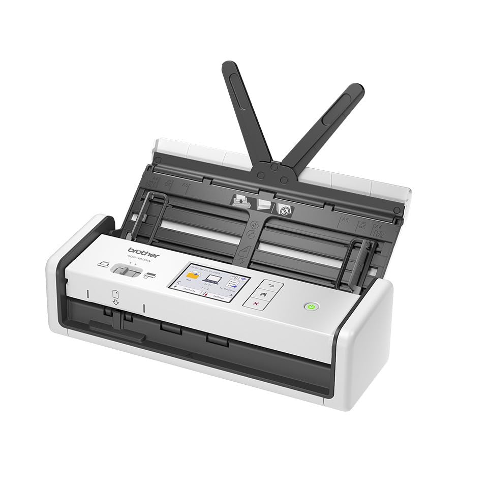 Brother ADS-1800W - Escáner de documentos inalámbrico (WiFi, pantalla táctil de 7,1 cm, USB-C, 20 hojas ADF)