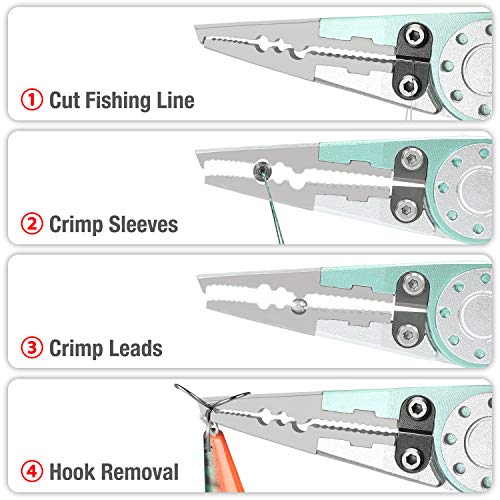 HAUSHOF Fishing Tool Kit, Aluminum Fishing Pliers, Stainless Steel Fish Lip Gripper, Fish Hook Remover with Safety Coiled Lanyard and Sheath, Gifts for Men Women - Image 4