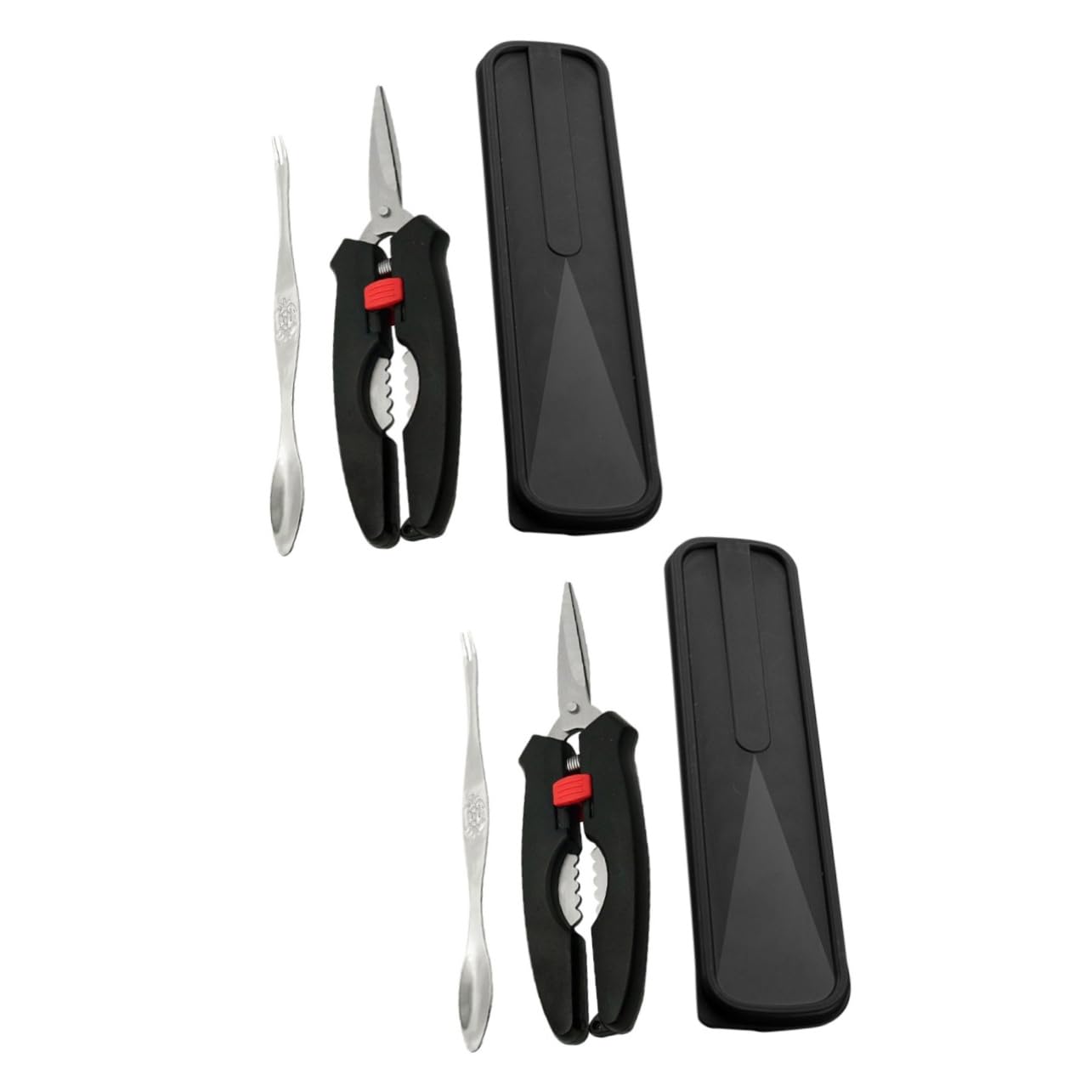 2sets Utensili per Mangiare Granchio con Forchetta Pinza e Scatola Strumenti per Aprire di Mare