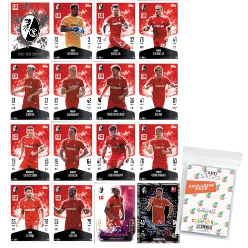 Bundle mit Topps Match Attax Bundesliga - 2024/25 - Mannschaftspaket - SC Freiburg + Exklusive Collect-it Hüllen