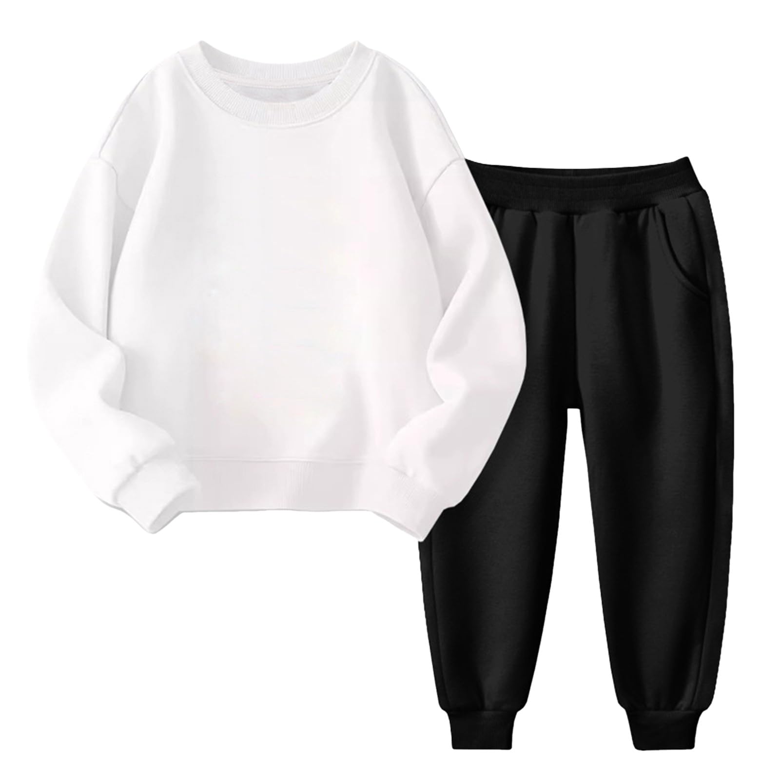 Kleinkind Unisex Solide Sweatsuit Langarm Warme Fleece Pullover Tops Hosen Set Outfits für Jungen Mädchen
