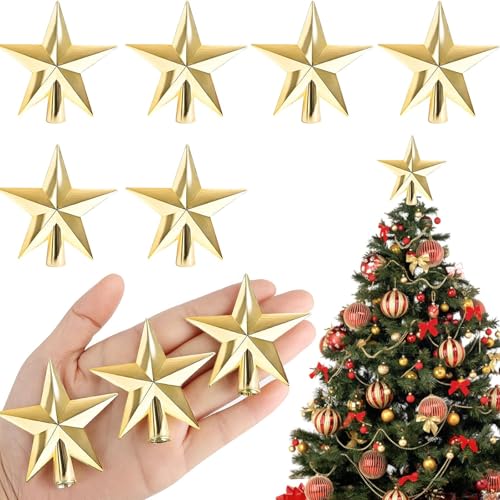 DazzJoy 6 Stück Mini Weihnachtsbaumspitze Stern, Christbaumspitze...