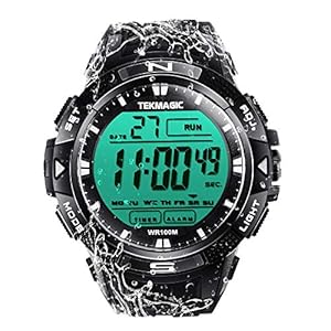 10 ATM Luminous Waterproof Scuba Diving Water Watch with Stopwatch and Alarm Functions, Support Dual Time Zone Display, Timer Count Down, 12/24 Hour Format