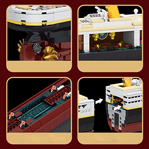 LDB SHOP Technik Kreuzfahrtschiff Bausteine, 2022 Klemmbausteine Titanic Bausteine Schiff Modell Bauset, Yacht Schiff… – Bild 5