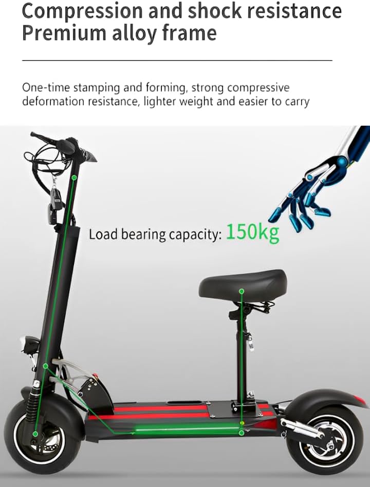 E10 Pro Max Electric Scooter - 50 km/h | 1500W 48V 13Ah | Foldable | Off-Road 10” Tires | Aluminum Body | Free Helmet, Reflective Vest & Safety Lock