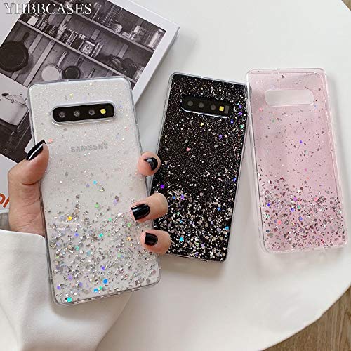 Image of VONZEE Case Compatible with Samsung Galaxy S10, Non Moving Glitter Stars Cover Soft TPU Bumper Bling Cover for Women Girls Protective Shockproof Phone Case for Samsung Galaxy S10 (Black)