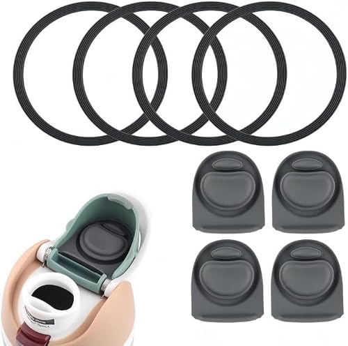 8Pack Rubber Seal Replacement Gasket & Stopper Set, Compatible with Owala Freesip 24oz 32oz Bottle Spout Lid-Silicone Gasket Replacement Parts