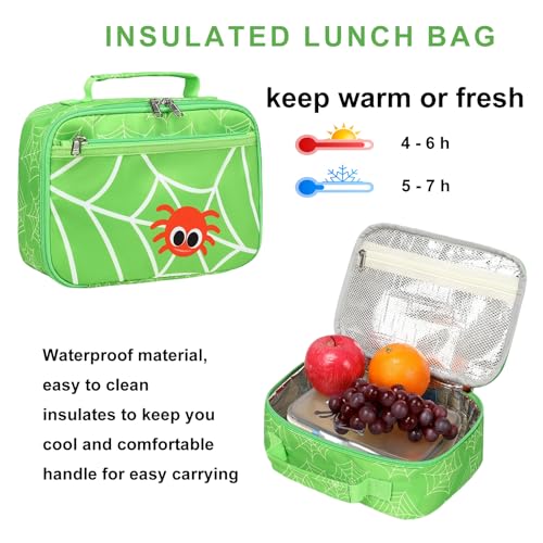 JIANYA Kids Backpack for School, Cute Spider School Bag Preschool Kindergarten Kids Backpack with Lunch Box & Chest Strap4