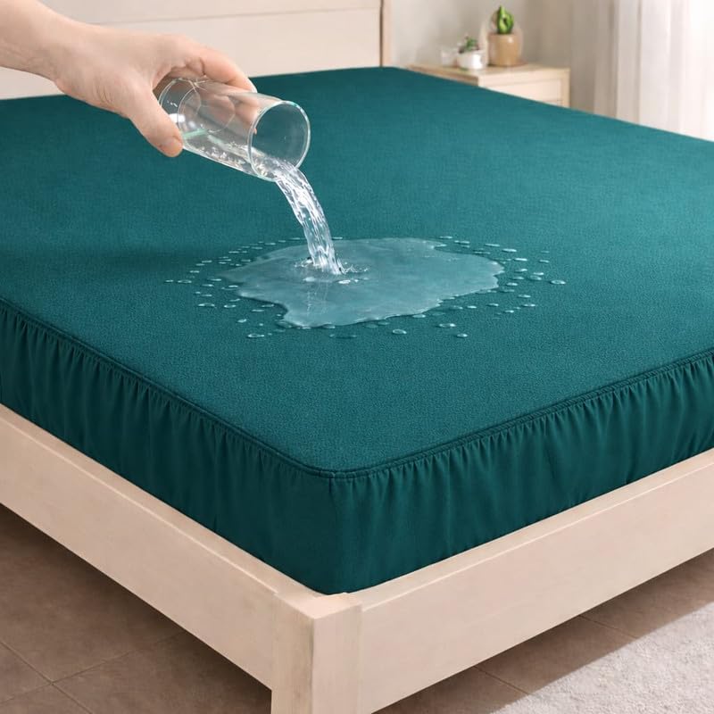 King Size Waterproof Mattress Cover 72x78 Inch | Elastic Fitted Bedsheet | Soft, Dustproof & Spill Resistant Gadda Protector KB_S4-image-33