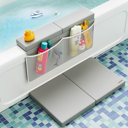 Image of Premium Bath Kneeler, Baby Bath Kneeler and Elbow Rest Pad Set, Kneeling Pad for Bathing Baby, Knee Pads for Bathing Babies, Large Knee Pads (22 Inch × 13 Inch) with 4 Mesh Pockets (Large, Gray)