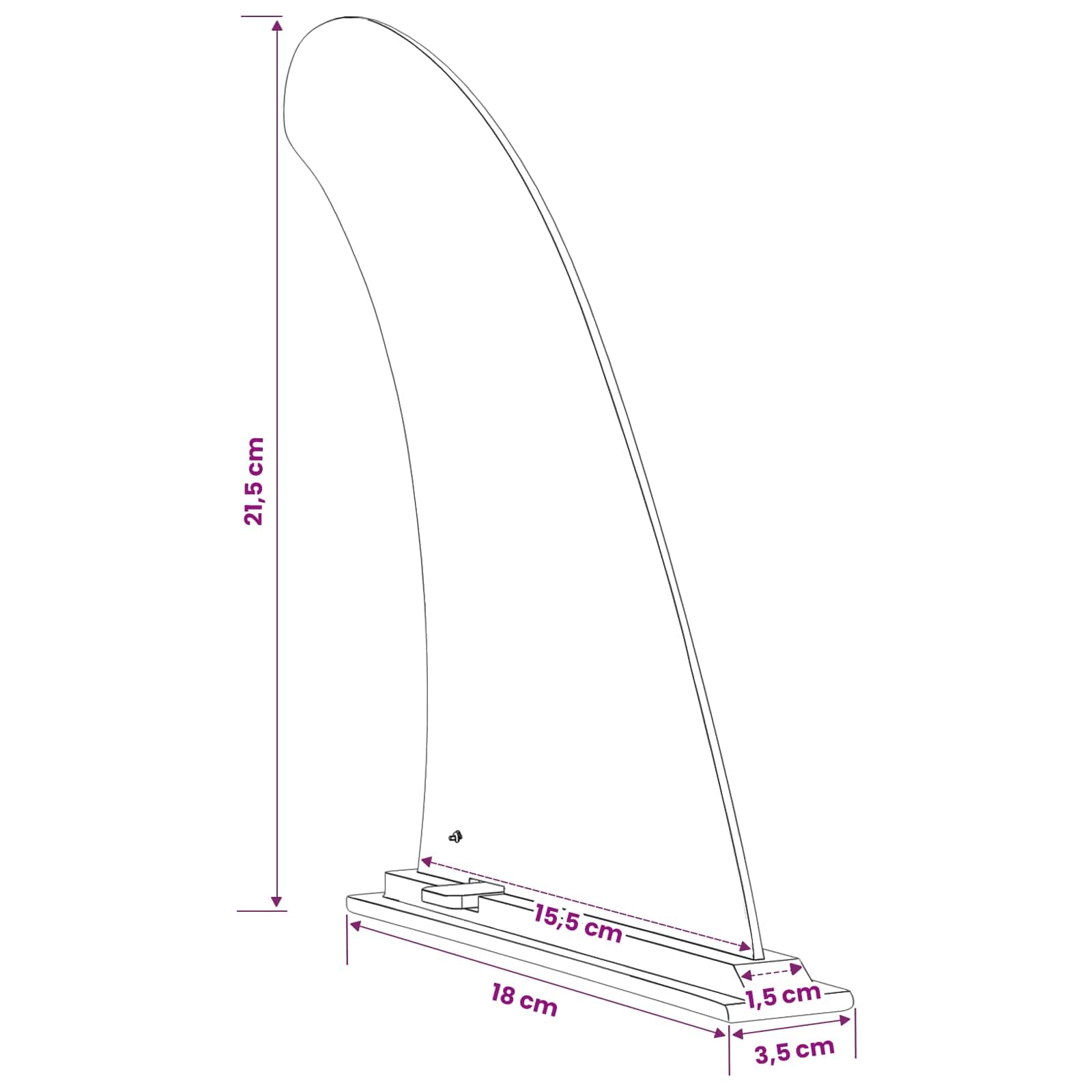 3,5 x 18 x 21,5 cm Nylon Schwarz Seitenfinne für SUP mit Sicherungsspinne kompatibel für Finnenkasten Futurebox und USBox für verbesserte Stabilität und Lenkung beim Wassersport