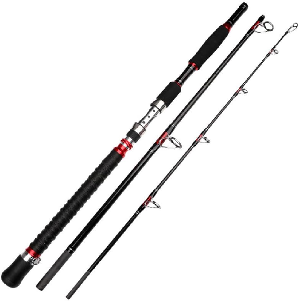 Portable Spinning Fishing Rod|Carbon Travel Surf Boat Rod|3PCS| 30-50LB| 70-250g| Guide Boat Rod | Saltwater Fishing Rod|Boat Jigging Trolling Fishing Rod|6'/ 7' | EVA Handle