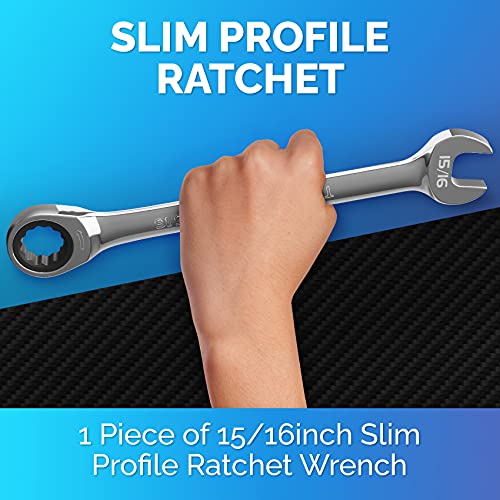 TOOLGUARDS Ratcheting Wrench - Slim Profile - Ratchet Wrench, 15/16" Wrench Set - image 2