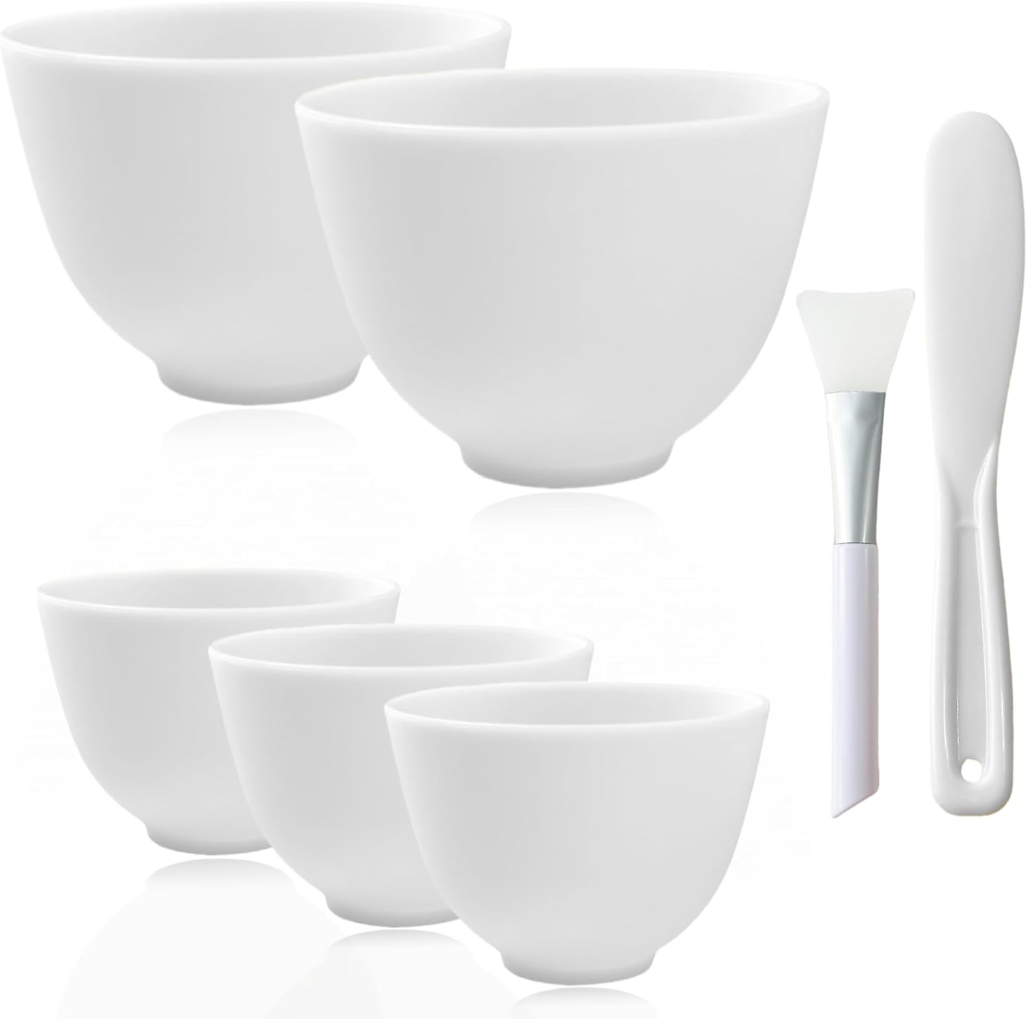 5Pcs Silicone Facial Mask Bowl DIY Face Mask Mixing Bowl for for Home Salon Spa Face Skin Applicator Bowl, White