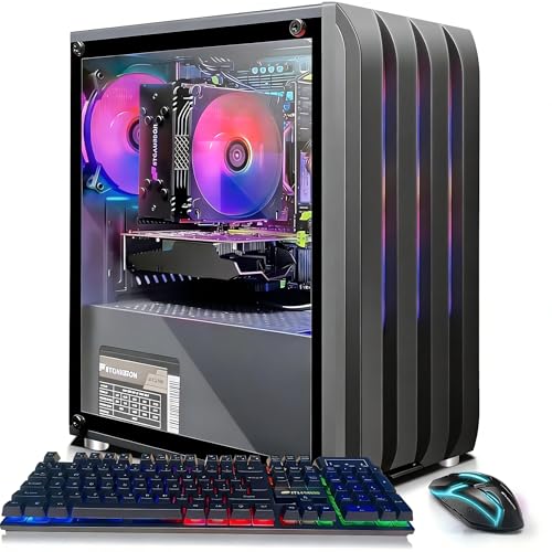 Image of STGAubron Gaming PC Desktop, Radeon RX 550 4G, Intel i7 Xeon E5 2.5GHz, 16G RAM, 512GB SSD, WiFi 6, BT 5.0, RGB Fan x3, Windows 11 Home