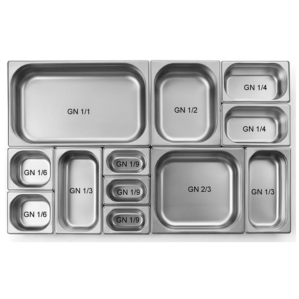 Genérico Lote 6 Cubetas Gastronorm GN 1/1-150 mm profundidad fabricadas en acero inoxidable | Bandejas Horno | Bandejas Gastronorm 1/1 | Recipiente GN 1/1 530x320x150 mm | 20,6 Lts