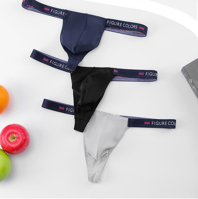 Men's Letter-Band Thong Nylon Low-Rise G-string Soft 3 Pack2